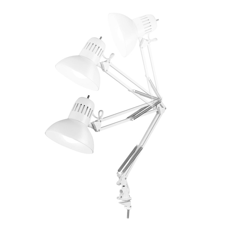 GLOBE Electric 52847 31.5 Inch Swing Arm Clamp-On White Desk