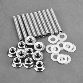 Keenso Car Exhaust Manifold Screws Kit, 10 Kit Car Stainless Steel Exhaust Manifold Head Screws Bolt Set