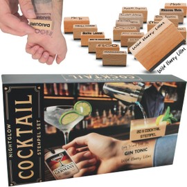 Nightglow Bartender Stamp Set Cocktail Bar Decoration Cocktail Accessories 20 Unique Stamp Bar Accessories Events & Celebrations Perfect for Decoration and Theme Parties Bar Decoration