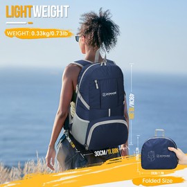 ZOMAKE 35L Lightweight Foldable Backpack - Packable Foldable Rucksack,Packable Backpcks Walking Rucksacks Travel Daypack Water Resistant For Men Women Outdoor Hiking(Navy Blue)