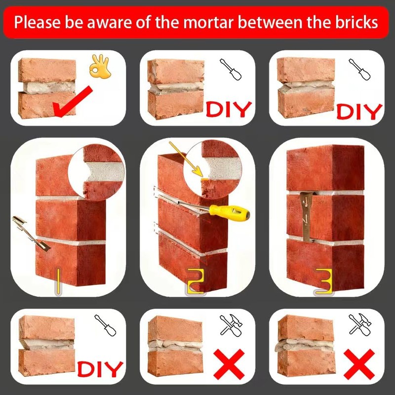 qieoyk Brick Clips - 8 Pcs Heavy Metal Wall Hangers