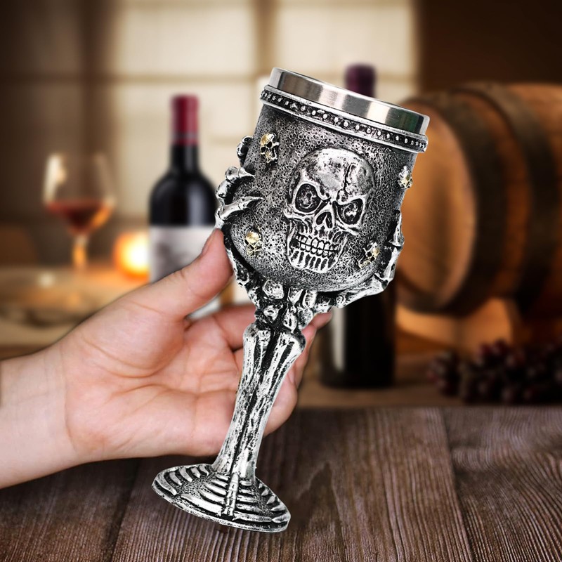 ZONSUSE Skeleton Hand Goblet, Skull Goblet, Medieval Wine Goblet, Gothic