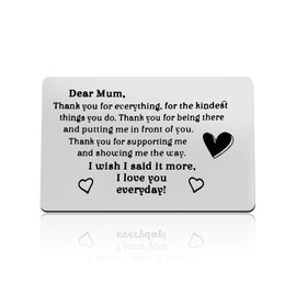 Mum Gifts Christmas Birthday Gifts for Mum Engraved Wallet Insert Card for Mum Mothers Day Gifts Thanksgiving Gifts Mum Gifts from Daughter Son