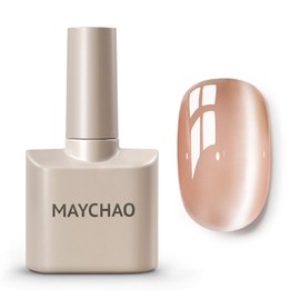 MAYCHAO 15ML Cat Eye Gel Nail Polish 1Pc Glassy Nude Magnetic Nail Polish with Magnet Soak off Holographic Cat Eye Gel Polish for Nail Art Manicure Salon DIY at Home, 0.5 OZ