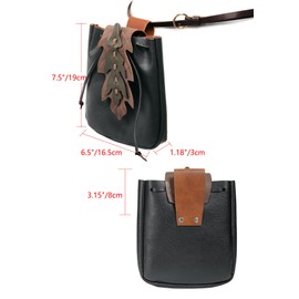 UJUROU Renaissance Belt Pouch Ren Faire Bag Medieval Fanny Pack Waist Drawstring Leaf Costume Accessories
