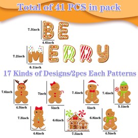 41pcs Winter Gingerbread Cutouts Gingerbread Man Bulletin Board Paper Christmas Bulletin Board Decorations for Classroom Home School Window Wall