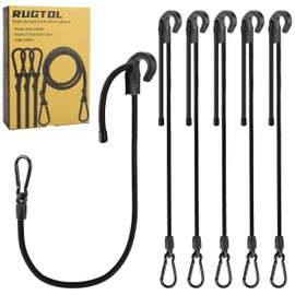 Tension Elastic Straps with Hooks, Upgrade 80 cm Adjustable Expander with Carabiner, Black Latex Rubber Tensioner, Elastic Multi-Purpose Luggage Straps for Luggage, Roof Rack, Camping, Pack of 6