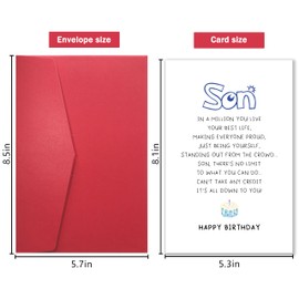 YIWANSIN Funny Poem Birthday Card for Son, Birthday Card for Adult Son, Son In a Million Birthday Card, Sentimental Bday Card for Son from Mom Dad