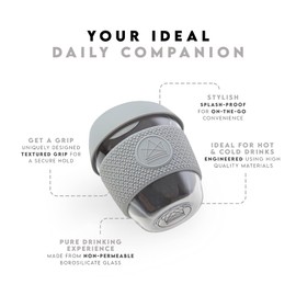 Neon Kactus Reusable Glass Coffee Cups 8 oz (Grey)