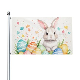 Reaocly Easter Rabbit Flag 3x5 Ft Outdoor Flags Double Sided with Grommets Decorations in Gardens Yards and Indoor