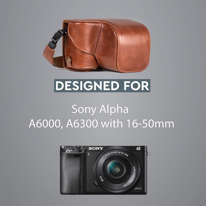 MegaGear Sony Alpha A6300, A6000 (16-50 mm) Ever Ready Echtleder