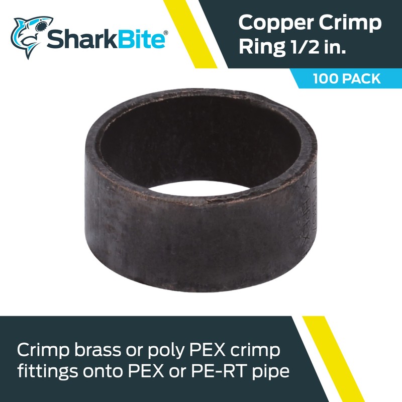 SharkBite 1/2 Inch Copper Crimp Rings, Pack of 100, PEX