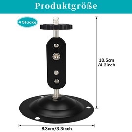 Acuxiaza 4 pieces mount for surveillance camera, 360° adjustable ring camera mount, black camera wall mount for schools, offices, shopping malls, with mounting parts