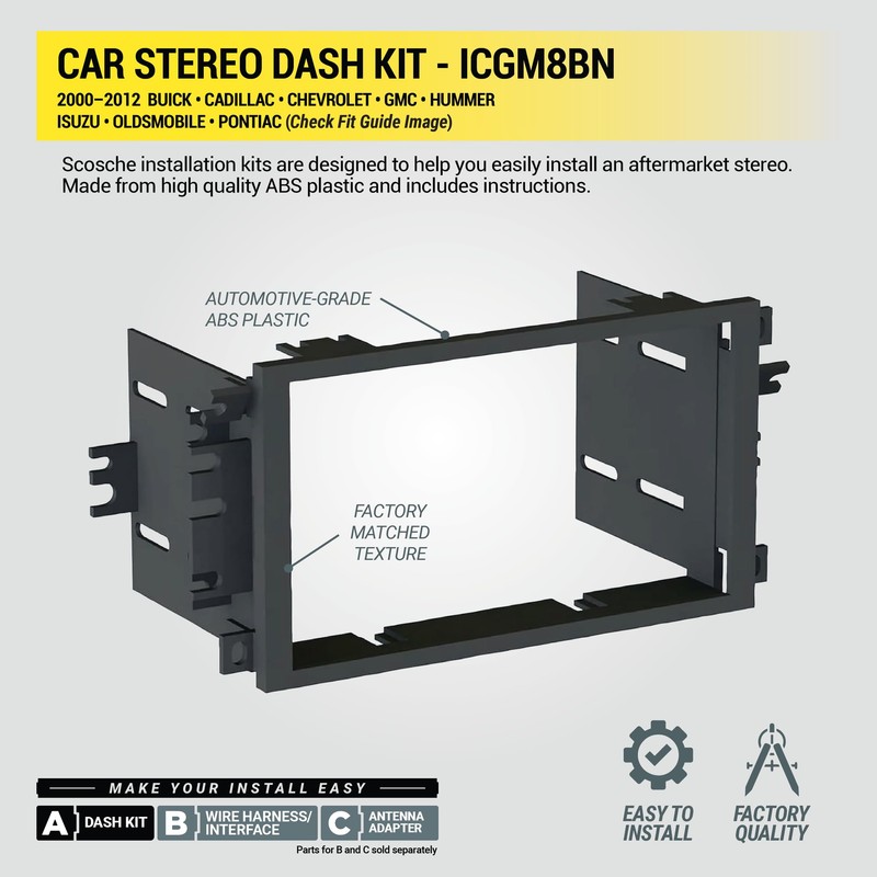 Scosche ICGM8BN Double DIN Radio Installation Dash Kit Compatible with