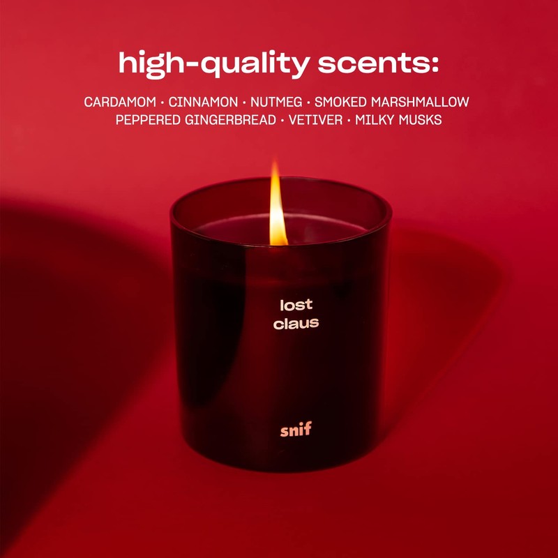 Lost Claus Scented Holiday Candle by Snif, Spicy, Gourmand, Woody