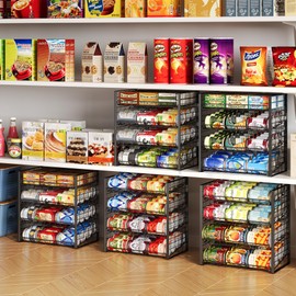 JKsmart 4-Tier Can Rack Organizer for Pantry, Adjustable Can Storage Holder for Various Ounces of Canned food Soda Drinks, Can Dispenser Holds Up to 48 Cans for Cupboard Cabinet
