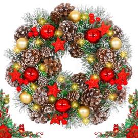 ITMNMNL Christmas Wreath LED 30 cm Christmas Wreath, Christmas Wreath Front Door, Christmas Door Wreath, Door Wreath Christmas Outdoor, Wreath Christmas, Christmas Wreath for Door, Front Door,