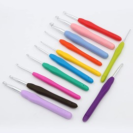 Crochet Hook Set 12 Pieces Colourful Ergonomic Soft Rubber Comfort Grip Crochet Knitting Needles Kit Household Tool with Portable Bag, Crochet Hooks, Stitch Markers and Tape Measure