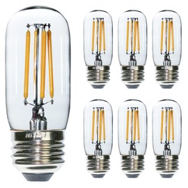 FANNIS 6 pcs T32 T12 Dimmable LED Bulb, 4W Equals 40W, Clear Glass Warm White Light, E26 Base Edison Light Bulb for Pendant Wall Floor Table Lamp Indoor Light Fixtures