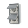 Vertical Plexo55 Apwg IP44 SCHUKO double socket-outlet, impact-resistant IK07 –