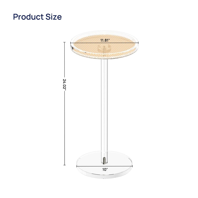 HMYHUM Acrylic Rattan Drink Table for Small Spaces, 11.8'' L