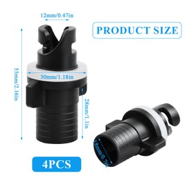 Culinavog Pack of 4 Inflatable Boat Valves Hose Adapter Plug, Kayak Air Valve Adapter, Black Kayak Pump Valve Adapter, 21 mm Boat Foot Pump Hose Adapter for Inflatable Boats, Surfboards