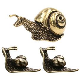 Yardwe Pack of 3 Golden Snail Sculpture Brass Animal Ornament Mini Ant Figure for Home Office Garden Desktop