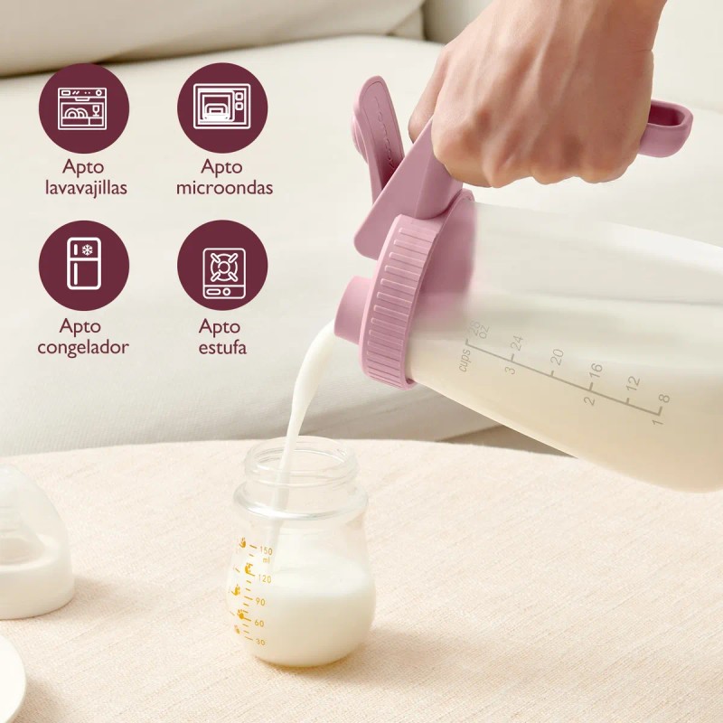 Momcozy Jarra De Almacenar Leche Materna 28oz Cristal Rosa