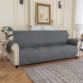 XINEAGE Oversized Sofa Cover Waterproof Couch Covers for 3 Cushion Couch, Soft Washable Slipcover with Pockets & Non-Slip Elastic Straps, Thick Furniture Protector (XL-Sofa, Dark Grey)