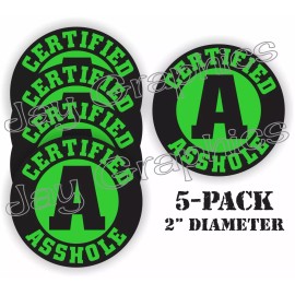 Unbranded 5x Certified A-HOLE Funny Hard Hat - Helmet Stickers - Boss Gag Joke Decals Ass