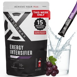 CardoMax Pre Workout for Men & Women – Liquid Pre-Workout Drink Mix with Caffeine, BCAA & B Vitamins Sugar-Free, Vegan, Keto, Zero Calorie – 15 Stick Packs Grape Flavor