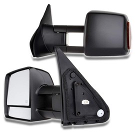 LUJUNTEC Towing Mirrors Fit for 2007-2017 for Toyota for Tundra Tow Mirrors Power Adjusted Heated Turn Signal Light Black Housing Left and Right Side Towing Mirrors