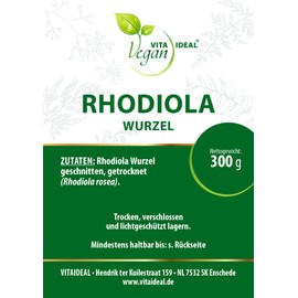 VITAI DEAL Vegan® ROSENWURZ - Wurzel 300g geschnitten & getrocknet - Rhodiola rosea - ROSEN - WURZWUZEL - Rosenwurzwurzel Kräuter Tee & Aufguss, ohne Zusatzstoffe.