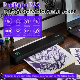 PeriPage P92 Tattoo Stencil Printer, Thermal Tattoo Printer with Tattoo Stencil Paper, Compatible with Phone, Pad and PC