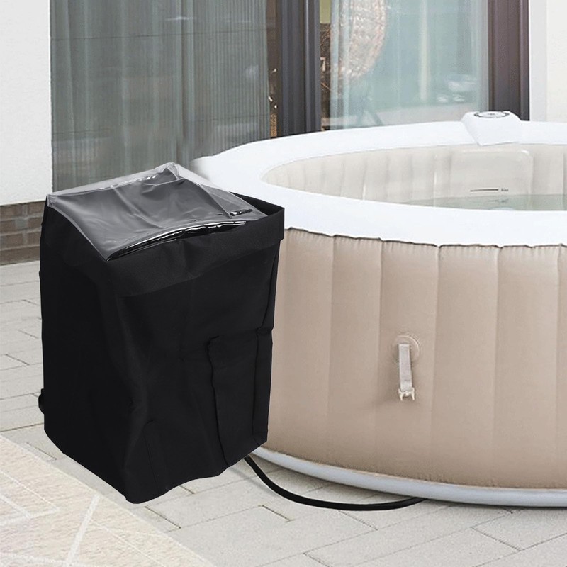 WOHPNLE Hot Tub Spa Heater Pump Cover, Waterproof Polyester Canvas