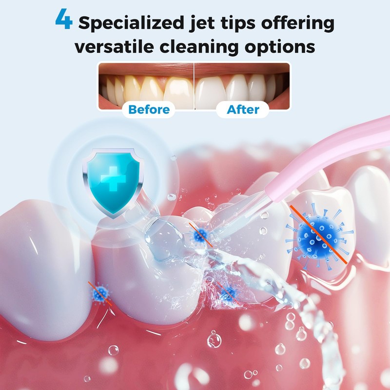 Water Flosser for Teeth Pick,360ML Rechargeable Travel Oral Irrigator Cleaner,IPX7