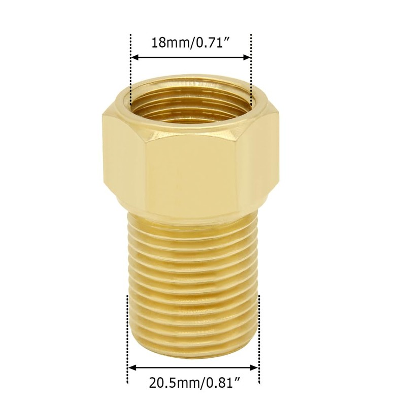 Hooshing 1/2" G Male to 1/2" NPT Female Brass Pipe