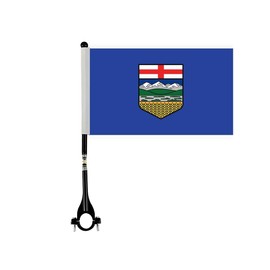 Alberta Miniature Bike Flag Set,8x5 Inch Albertan Small Bicycle Flag With 11 Inch Black Flagpole