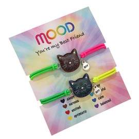 Dinosaur Mermaid Cat Butterfly Unicorn Color Changing Mood Bracelet Set for Women Emotion Feeling Temperature Sensing Wrap Bracelet with Card -Cat