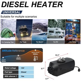 Triclicks Diesel Air Heater 12V 5-8KW Parking Heater Diesel Night Heater with Silencer LCD Switch Remote Control 10L Tank For Truck, Boat, Car Trailer, Motorhomes, Campervans, Caravas