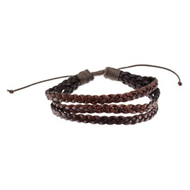West Coast Paracord Leather Bracelets – Genuine Leather in a Variety of Styles – Adjustable – Ideal for Layering Fashion Pieces (4mm Woven Bracelet, Light Brown)