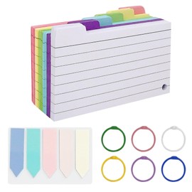300 Pcs Flash Cards Colorful Lined Flash Cards Revision Tabs Revision Cards with Binder Rings Lined Index Cards for a Wide Range of Settings for Home Office School Single Sheet 5 x 3 Inch