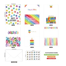 ZODKSNO 24 Sets Happy Birthday Cards, 6 Designs Watercolor Birthday Cards 15 * 20cm Bulk Happy Day pages with Envelopes Stickers