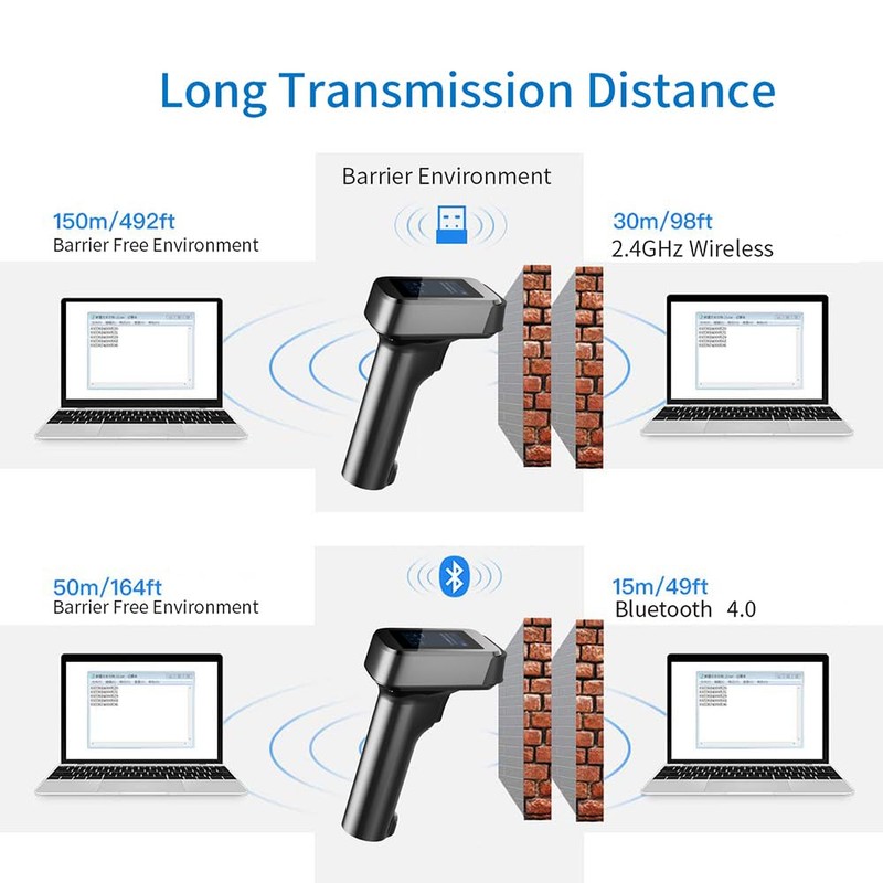 2D Bluetooth Barcode Scanner with Screen Display with Charging Base,3