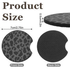 2Pcs Car Cup Coasters, 2.75 Inch Black Leopard Print Car Coasters for Cup Holders Anti-Slip Rubber Coaster Cars Interior Accessories