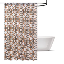 CHARKHAH Colourful Shower Curtain Heavy Duty Anti Mould Water Resistant Fabric 3D Printed Bathroom Curtains with Stitched Metal Curtain Rings & 12 Plastic s Hooks (Diamond Brown, 180 cm x 180 cm)