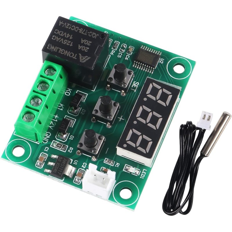 GTIWUNG Pack of 2 W1209 DC-12 V Digital Mini Thermostat