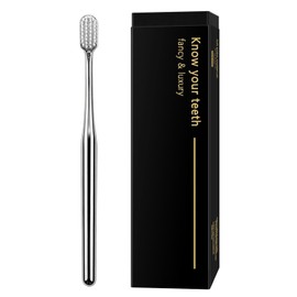 Z-VAPRESS - Cepillo de dientes manual de plata de lujo, cerdas suaves, mejor regalo, elegante diseño galvanizado, perfecto para el hogar, hospitalidad o viaje cepillos de dientes sensibles