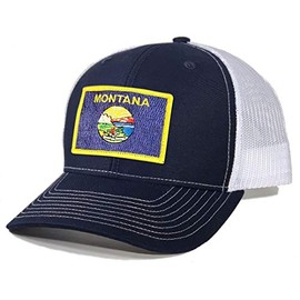 Homeland Tees Men's Montana Flag Patch Trucker Hat - Navy/White