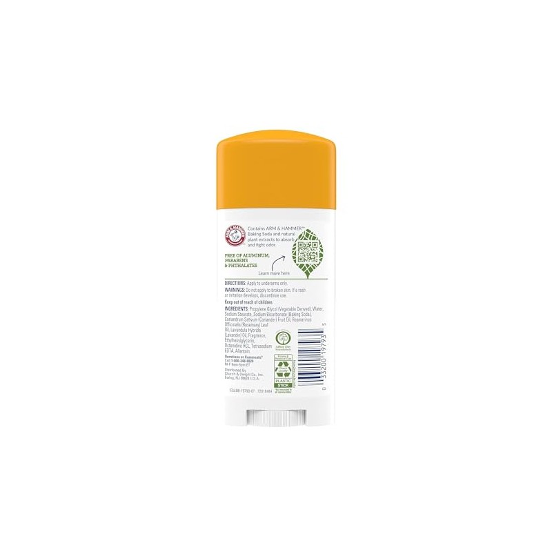Arm & Hammer Essentials Desodorante Natural, Fresco, 2.5 onzas (paquete